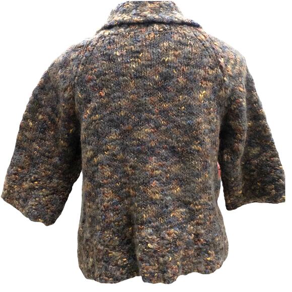 Leo & Nicole Cardigan Cape Sweater Marled Knit Wool Blend Blue Yellow Women's - Picture 3 of 6